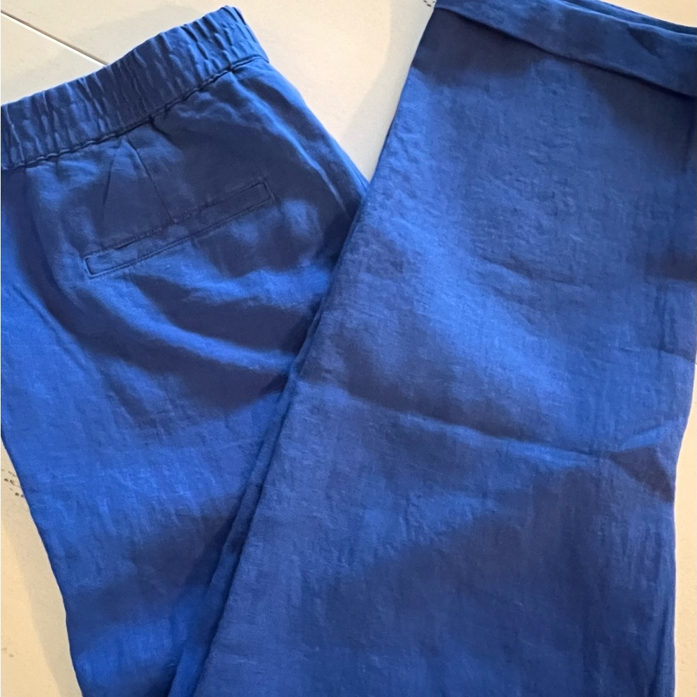J. Jill Love Linen Amalfi Coast Blue Crop Pants NWT